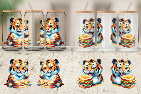 Glass Can Tiger with Sandwich Sublimation artnoy 