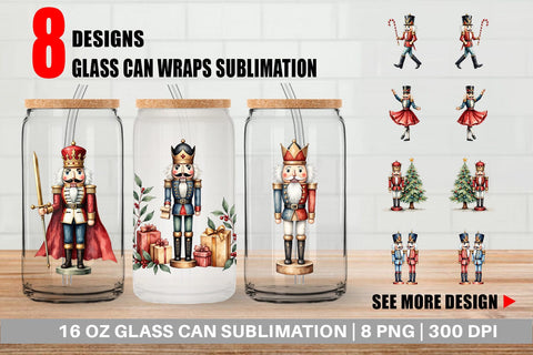 Glass Can Timeless Nutcracker Sublimation artnoy 