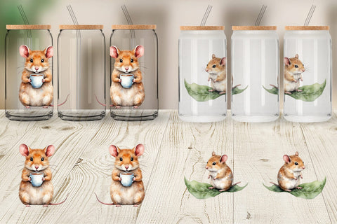 Glass Can Tiny Christmas Mice Sublimation artnoy 