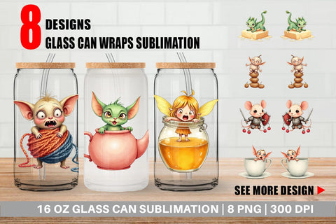Glass Can Tiny Fantasy Trouble Sublimation artnoy 
