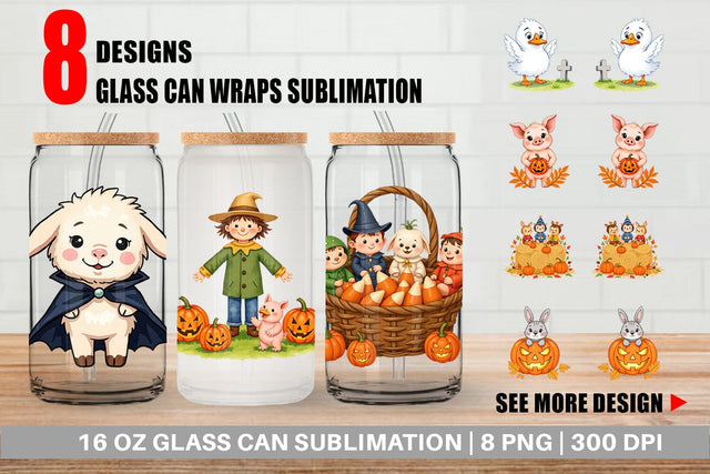 Glass Can Tiny Farm Halloween Sublimation artnoy 