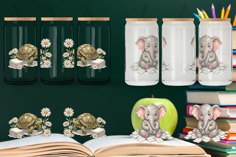 Glass Can Tired Boho Teacher Animal Watercolor Sublimation artnoy 
