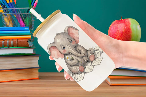 Glass Can Tired Boho Teacher Animal Watercolor Sublimation artnoy 