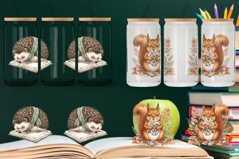 Glass Can Tired Boho Teacher Animal Watercolor Sublimation artnoy 
