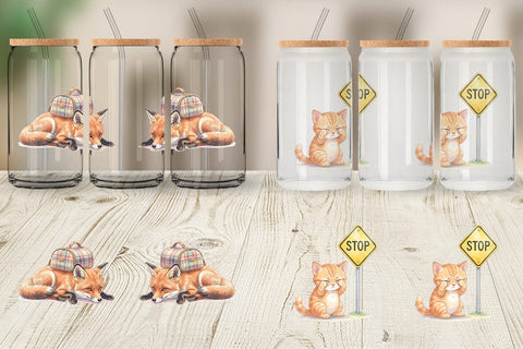 Glass Can Tired Morning Commute Animal Sublimation artnoy 