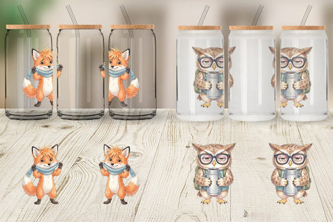 Glass Can Tired School Animal Morning Burnout Sublimation artnoy 