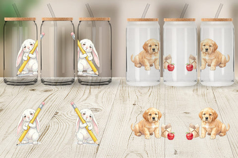 Glass Can Tired School Animal Morning Burnout Sublimation artnoy 
