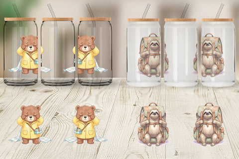 Glass Can Tired School Animal Morning Burnout Sublimation artnoy 