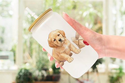 Glass Can Tired School Animal Morning Burnout Sublimation artnoy 