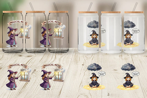 Glass Can Tired Summerween Witch Sublimation artnoy 