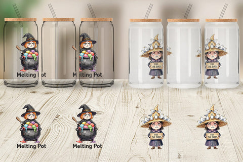 Glass Can Tired Summerween Witch Sublimation artnoy 
