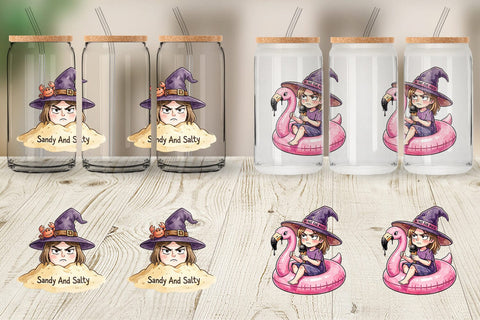 Glass Can Tired Summerween Witch Sublimation artnoy 
