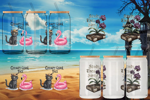 Glass Can Tired Tropical Scholar Goth Quote Sublimation artnoy 