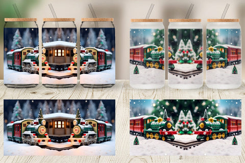 Glass Can Train Christmas Sublimation artnoy 
