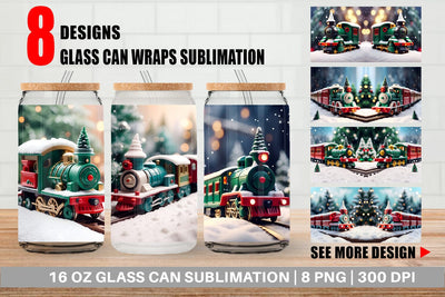 Glass Can Train Christmas Sublimation artnoy 