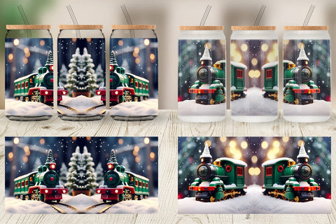 Glass Can Train Christmas Sublimation artnoy 