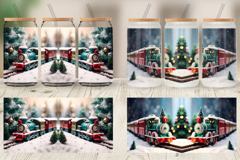 Glass Can Train Christmas Sublimation artnoy 