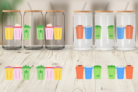Glass Can Trash Sorting Bins Sublimation artnoy 