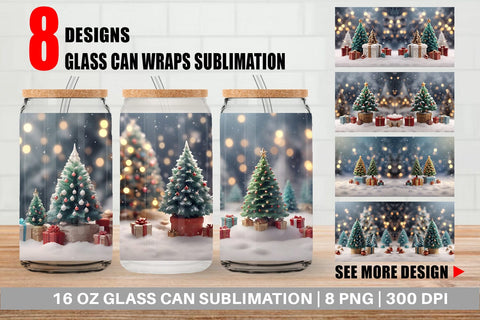 Glass Can Tree Christmas Sublimation artnoy 