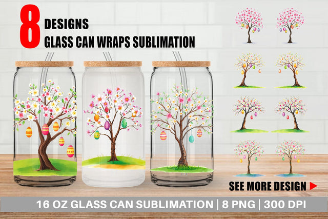 Glass Can Tree with Eggs Sublimation artnoy 