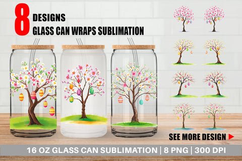 Glass Can Tree with Eggs Sublimation artnoy 