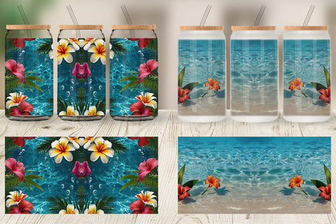 Glass Can Tropical Beach Sublimation artnoy 