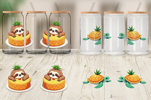 Glass Can Tropical Dessert Animals Sublimation artnoy 