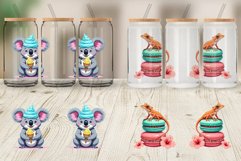Glass Can Tropical Dessert Animals Sublimation artnoy 