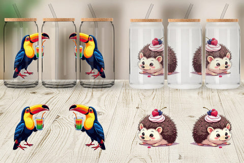 Glass Can Tropical Dessert Animals Sublimation artnoy 