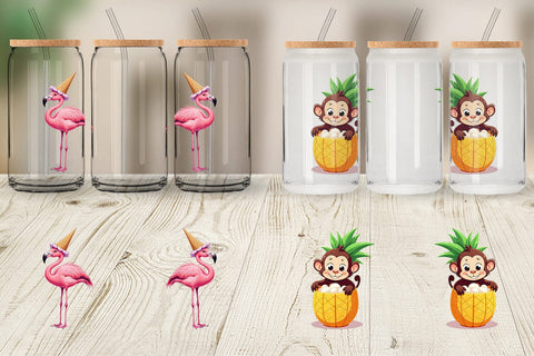 Glass Can Tropical Dessert Animals Sublimation artnoy 