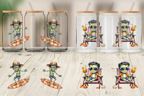 Glass Can Tropical Frankenstein Sublimation artnoy 