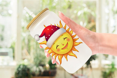 Glass Can Tropical July Christmas Sublimation artnoy 