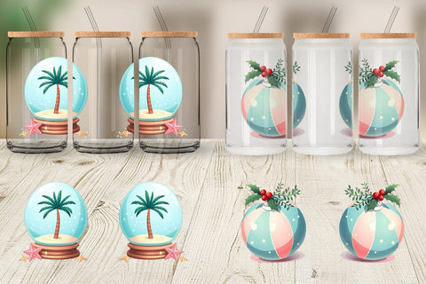 Glass Can Tropical July Christmas Sublimation artnoy 