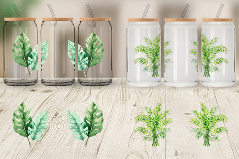 Glass Can Tropical Palms Sublimation artnoy 