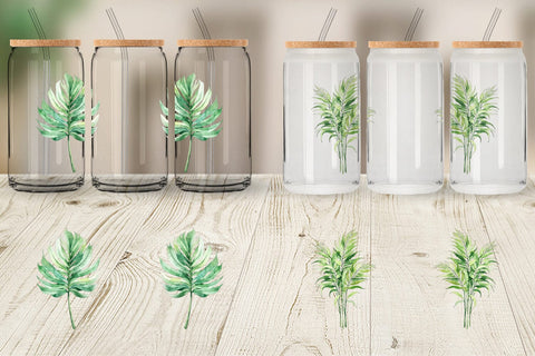 Glass Can Tropical Palms Sublimation artnoy 