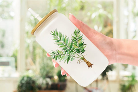 Glass Can Tropical Palms Sublimation artnoy 