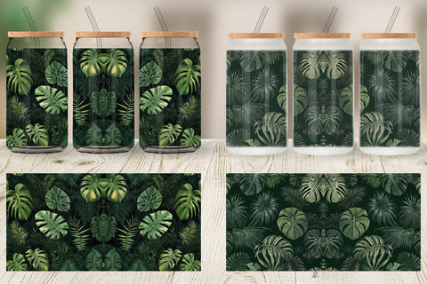 Glass Can Tropical Plants Sublimation artnoy 