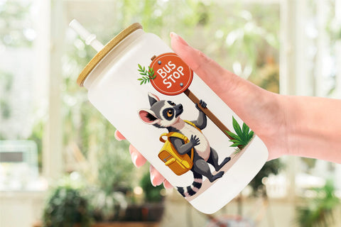 Glass Can Tropical School Animals Sublimation artnoy 