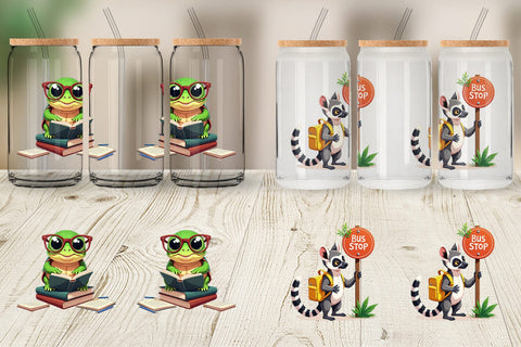 Glass Can Tropical School Animals Sublimation artnoy 