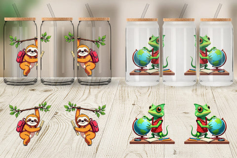 Glass Can Tropical School Animals Sublimation artnoy 