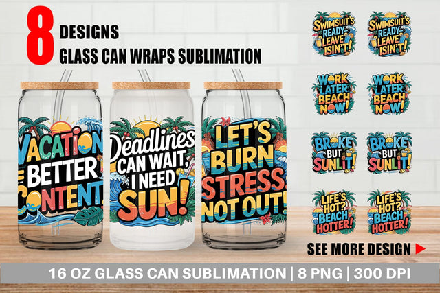 Glass Can Tropical Summer Sublimation artnoy 