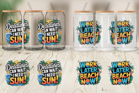 Glass Can Tropical Summer Sublimation artnoy 