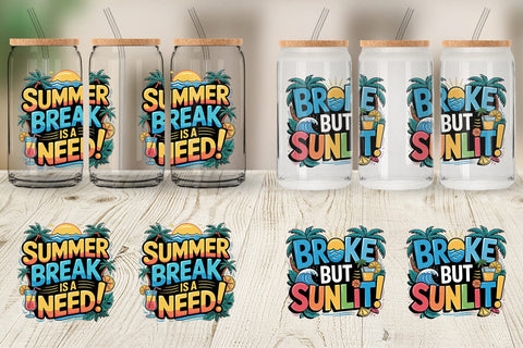 Glass Can Tropical Summer Sublimation artnoy 