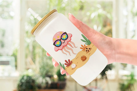 Glass Can Tropical Sunglass Creatures Sublimation artnoy 