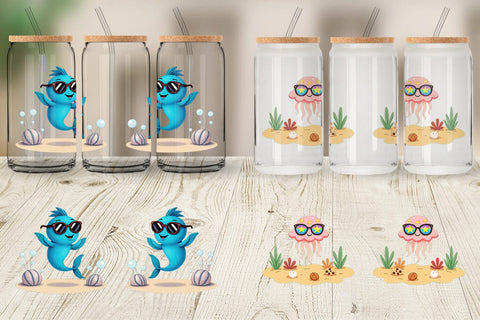 Glass Can Tropical Sunglass Creatures Sublimation artnoy 