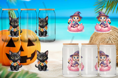Glass Can Tropical Trick or Treater Sublimation artnoy 