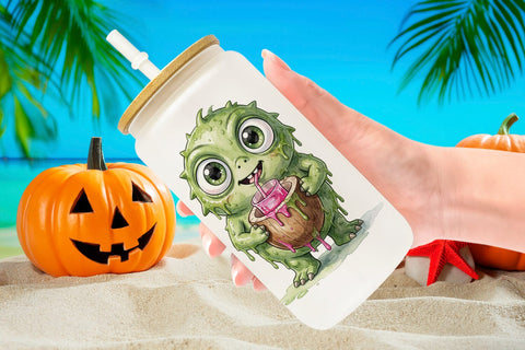 Glass Can Tropical Trick or Treater Sublimation artnoy 