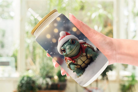 Glass Can Turtle Christmas Sublimation artnoy 