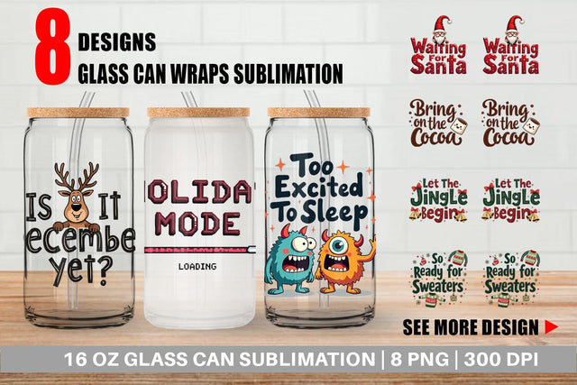 Glass Can Ugly Cute Christmas Countdown: Quirky Quotes Sublimation artnoy 