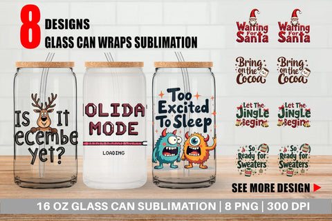 Glass Can Ugly Cute Christmas Countdown: Quirky Quotes Sublimation artnoy 